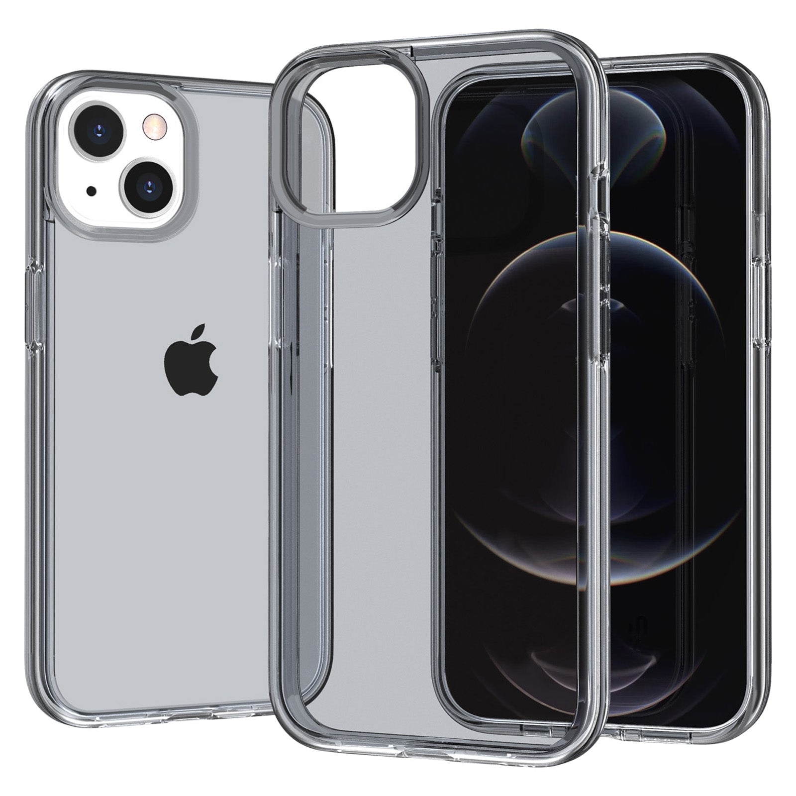 Transparent Phone Case for iPhone 15 , Hard PC + Soft TPU Case Anti-scratch Hybrid Cover - Transparent Grey Transparent Phone Case for iPhone 15 , Hard PC + Soft TPU Case Anti-scratch Hybrid Cover - Transparent Grey